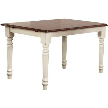 Sunset Trading Andrews 60 Inch Rectangular Extendable Butterfly Leaf Dining Table In White And Brown