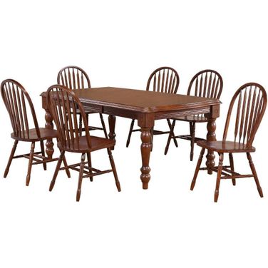 Sunset Trading Andrews 9 Piece Extendable Dining Set with Arrowback Chairs