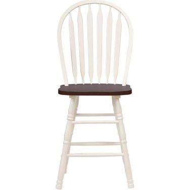 Sunset Trading Andrews Arrowback 24 Inch Barstool Antique White And Brown Solid Wood Counter Height Stool Set Of 2