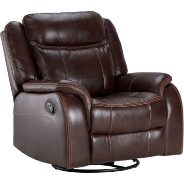Sunset Trading Avant 38 Inch Wide Recliner Reclining Rocking Swivel Chair Brown Faux Leather