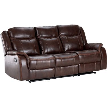 Sunset Trading Avant 86 Inch Wide Dual Reclining Sofa With Drop Down Console Usb 2 Outlets Cupholders Brown Faux Leather