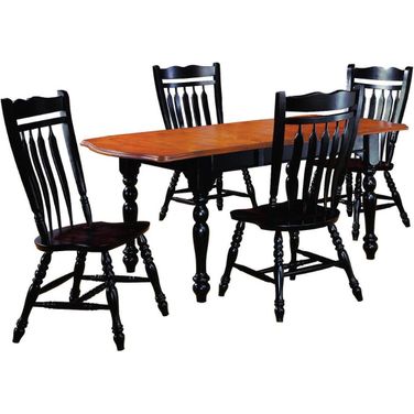 Sunset Trading Black Cherry Selections 5 Piece Drop Leaf Extendable Dining Set with Aspen Chairs
