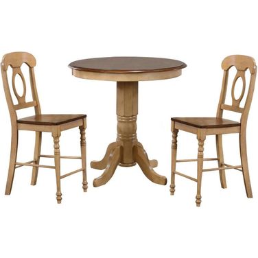 Sunset Trading Brook 3 Piece 36 Inch Round Pub Table Set with Napoleon Stools