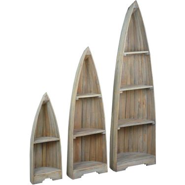 Sunset Trading Cottage 3 Piece Boat Shaped Freestanding Shelves In Brown
