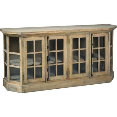 Sunset Trading Cottage 77 Inch Window Pane Glass Door Display Credenza In Brown