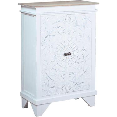 Sunset Trading Cottage Carved Accent Cabinet In White And Brown