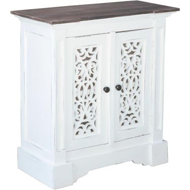 Sunset Trading Cottage Solid Wood Accent Cabinet In White And Brown