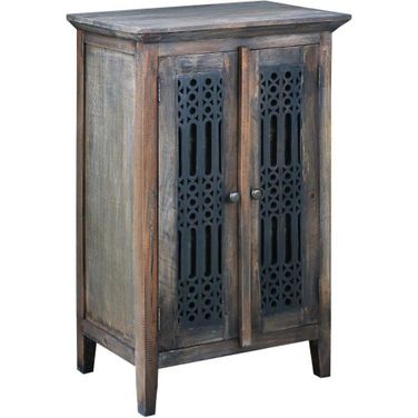 Sunset Trading Cottage Solid Wood Deco Carved Hall Cabinet In Black And Brown