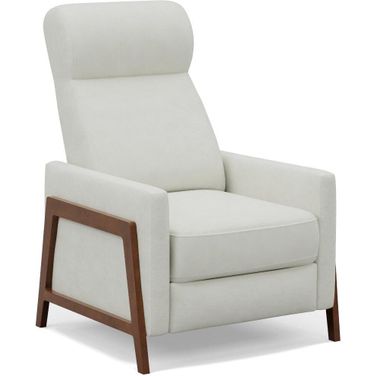 Sunset Trading Edge Pushback Leather Recliner Manual Reclining Chair Thin Track Arms Pearl White