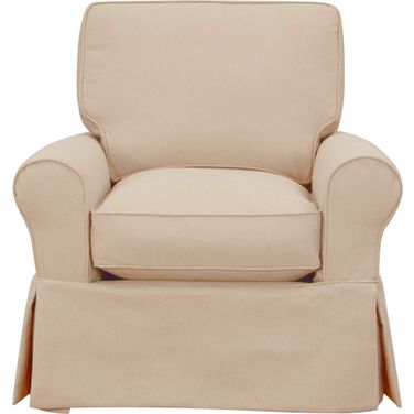 Sunset Trading Horizon Slipcovered Swivel Rocking Chair Stain Resistant Performance Fabric Tan