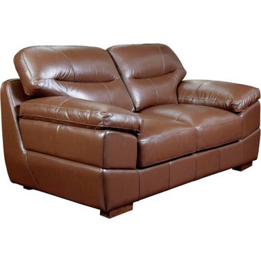 Sunset Trading Jayson 73 Inch Wide Top Grain Leather Loveseat Chestnut Brown