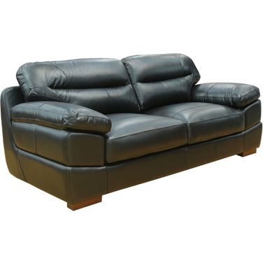 Sunset Trading Jayson 89 Inch Wide Top Grain Leather Sofa Black