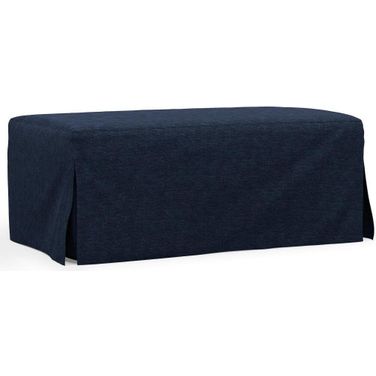 Sunset Trading Newport Slipcovered 44 Inch Wide Ottoman Stain Resistant Performance Fabric Navy Blue