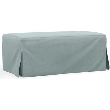 Sunset Trading Newport Slipcovered 44 Inch Wide Ottoman Stain Resistant Performance Fabric Ocean Blue