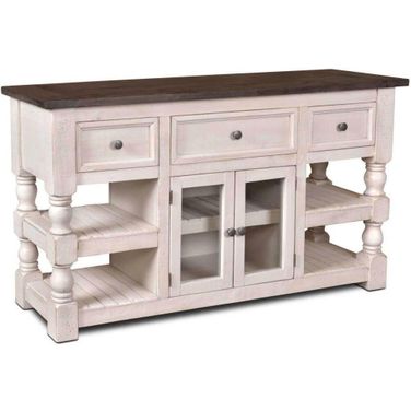 Sunset Trading Rustic French 60 Inch Console In White and Brown