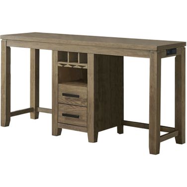 Saunders 71 Inch Narrow Bar Console Sofa Table With Charging Station In Brown