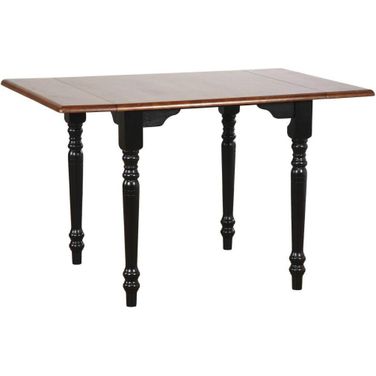 Sunset Trading Selections 48 Inch Rectangular Extendable Drop Leaf Dining Table In Antique Black and Cherry
