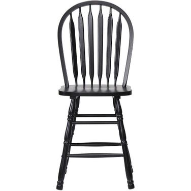 Sunset Trading Selections Arrowback 24 Inch Barstool Distressed Black Solid Wood Counter Height Stool Set Of 2