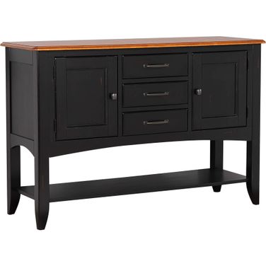 Sunset Trading Selections Sideboard With Large Display Shelf 3 Drawers 2 Storage Cabinets Antique Black And Cherry
