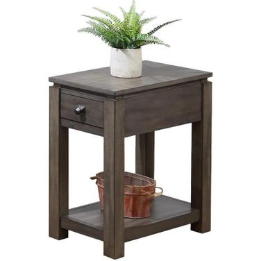 Sunset Trading Shades of Gray Narrow End Table with Drawer and Shelf