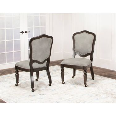 Sunset Trading Vegas Gaming And Dining Chair Distressed Gray Wood Nailheads Casters Set Of 2
