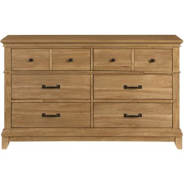 Sunstone 6 Drawer Wood Dresser In Honey Brown