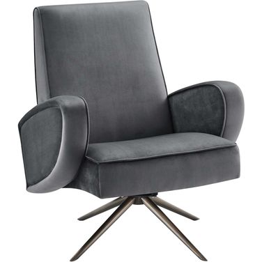 Superior Performance Velvet Swivel Chair In Gray