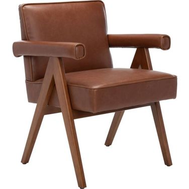 Suri Cognac and Walnut Mid Century Arm Chair