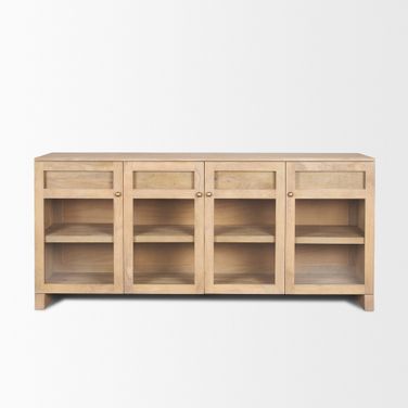 Suri Wood with Glass Doors Sideboard In Light Brown