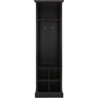 Surrey 6 Shelf 2 Hook Bottom Storage Hall Tree in Black