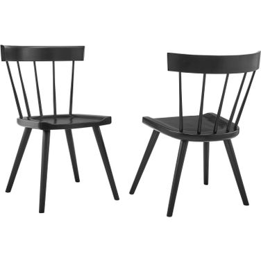 Sutter Wood Dining Side Chair Set of 2 In Black