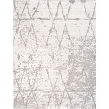 Sutton Luxury Power Loom Geometric Area Rug-12' x 15' In Ivory and Grey