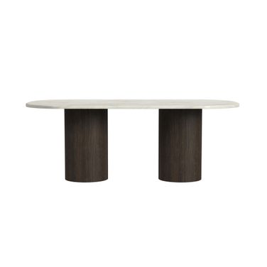 Sutton Oval Dining Table In White and Dark Brown