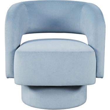 Sutton Upholstered Split Back Curved Sculpture Swivel Accent Chair In Blue
