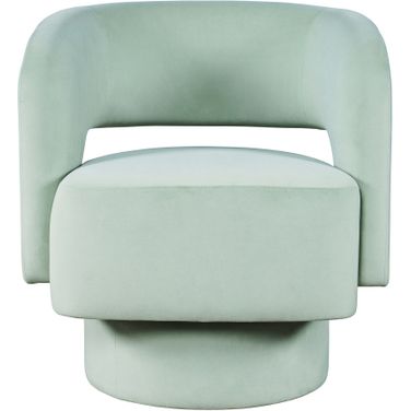 Sutton Upholstered Split Back Curved Sculpture Swivel Accent Chair In Mint