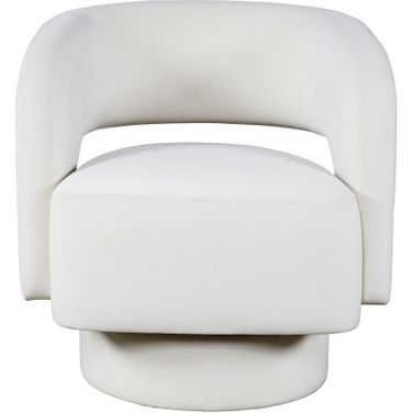 Sutton Upholstered Split Back Curved Sculpture Swivel Accent Chair In Natural