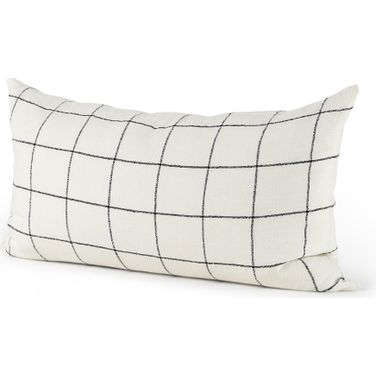 Suzanne 14 x 26 Inch Square Pattern Decorative Pillow Cover In White and Black