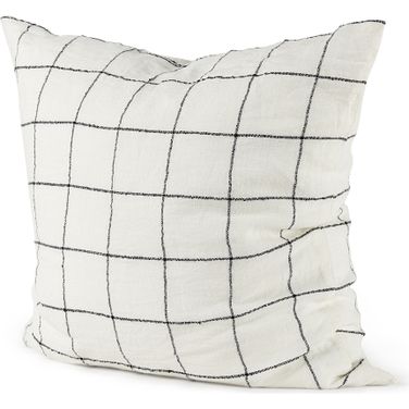 Suzanne 22 x 22 Inch Square Pattern Decorative Pillow Cover In White and Black