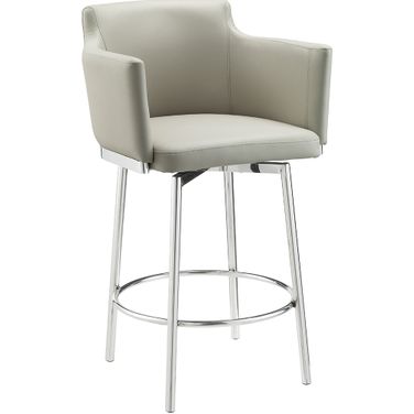Suzzie PU Leather Counter Swivel Arm Barstool In Taupe