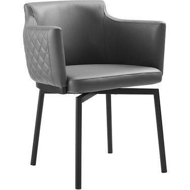 Suzzie PU Leather Swivel Arm Dining Chair with Legs In Gray and Black