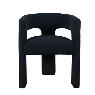 Sven Upholstered Three-Leg Curved Back Dining Chair In Black