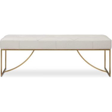 Swale Leather Bench In Gold and White
