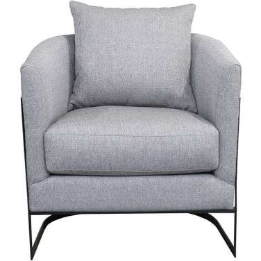 Swan Contemporary Accent Chair with Black Iron Finish Gray Fabric