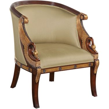 Swan Occasional Chair In Neutral/Mahogany/Brass
