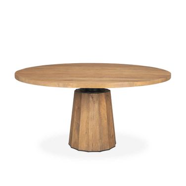 Swanson 60 Inch Wood Round Pedestal Dining Table In Light Brown