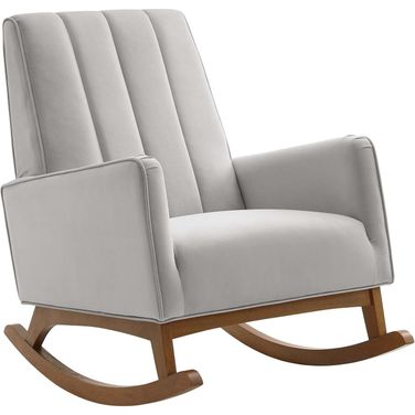 Sway Performance Velvet Rocking Chair In Light Gray