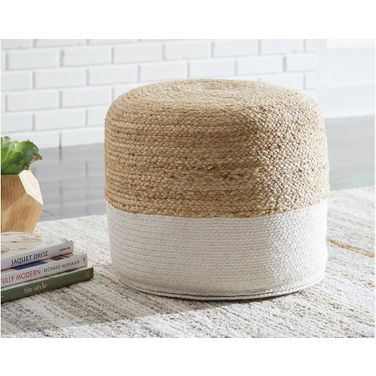 Sweed Valley Natural And White Pouf