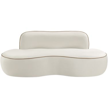 Swerve 77 Inch Velvet Upholstered Loveseat In Cream