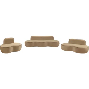 Swerve Velvet Upholstered Living Room Set In Beige
