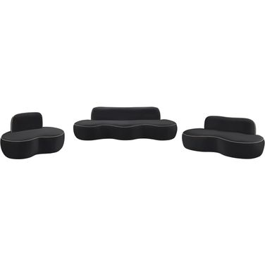 Swerve Velvet Upholstered Living Room Set In Black